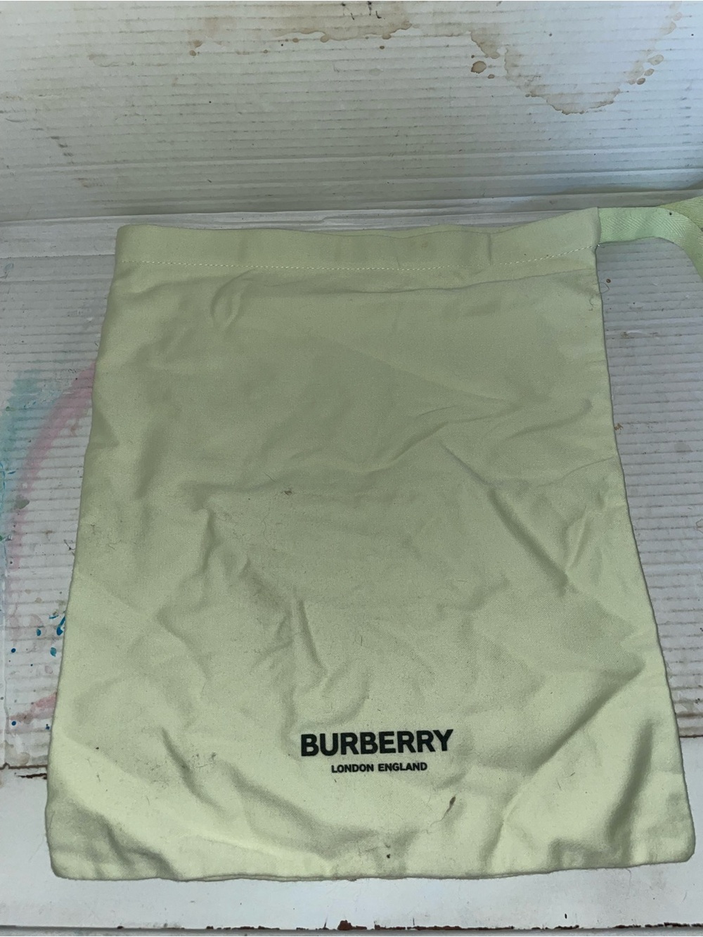 Burberry Pale Yellow Logo Drawstring Dust Pouch